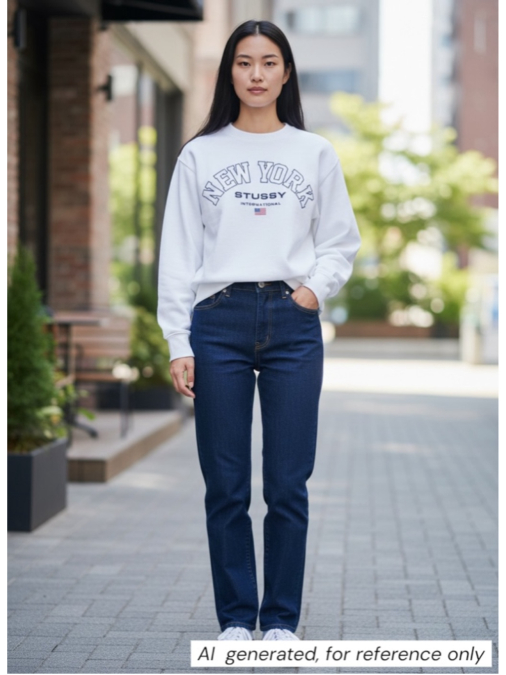 STUSSY New York International Fleeced Crewneck, Casual Streetwear, Sz 6 - Picture 2 of 16